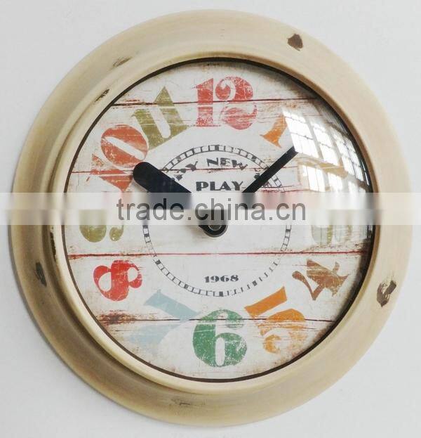 Dia 25 cm Rustic Round Metal Wall Clock,