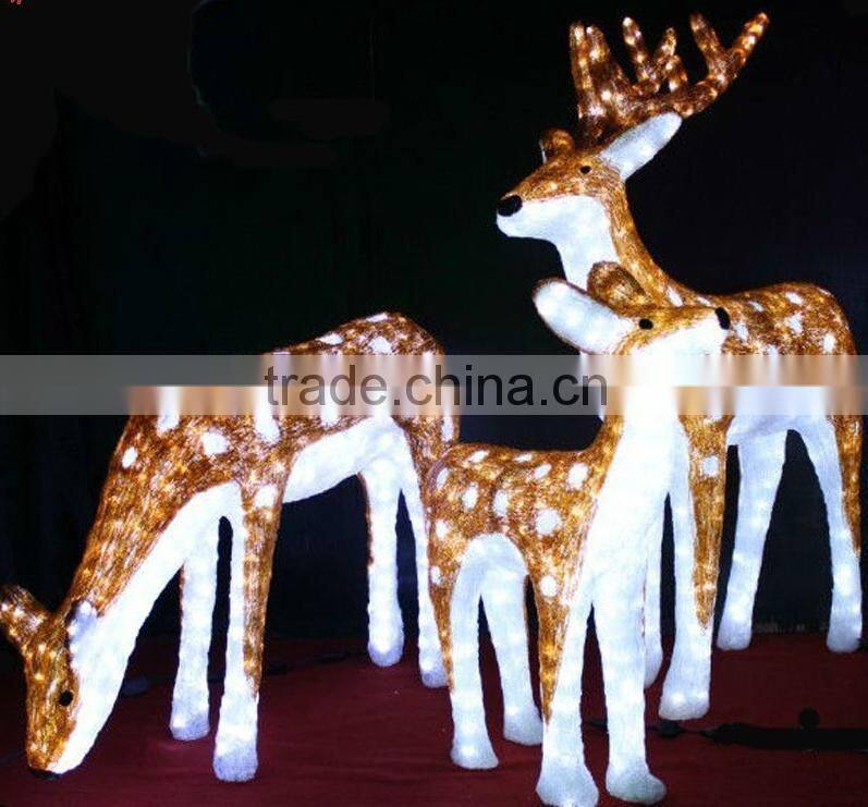 3D family set sika deer outdoor animals christmas lights motif light