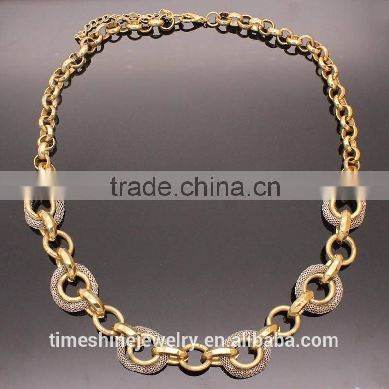 Fashion Women Gold Color Metal Chain with Mesh Short Necklace