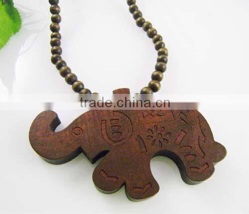 elephant wood pendant necklace for wholesale