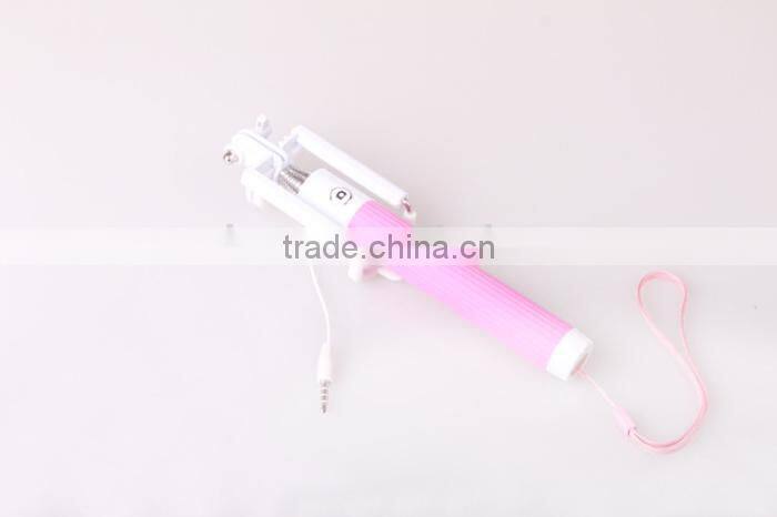 Wired Selfie Stick Handheld Monopod Built-in Shutter Extendable with Fold Holder For iPhone Samsung Smartphone Any Phones Camera