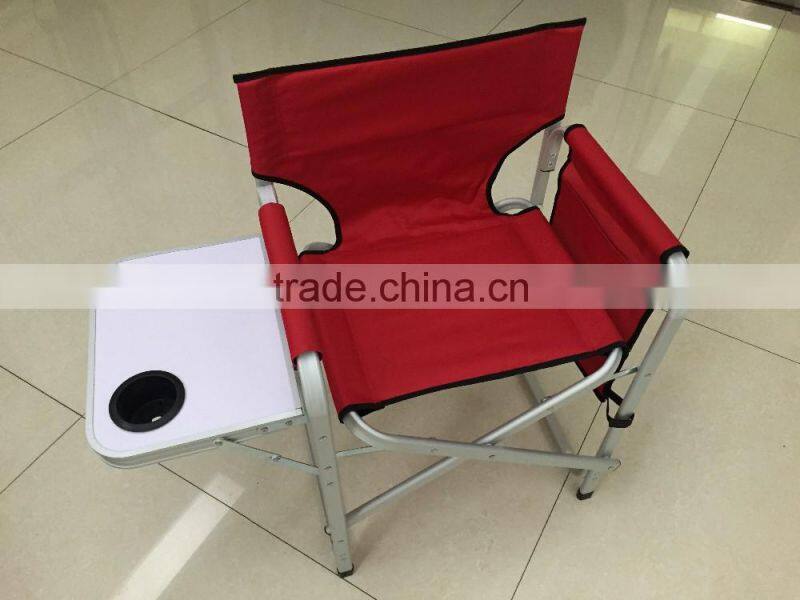 Aluminum folding director chair with side table and pocket