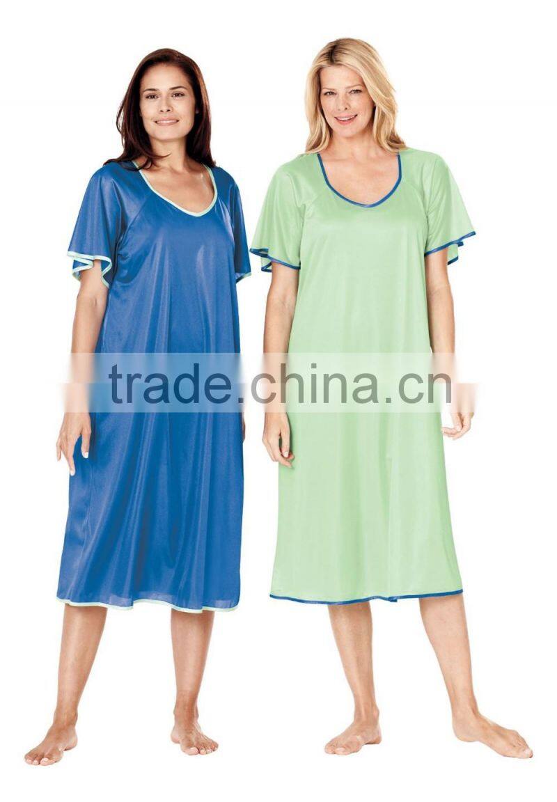 Cheap Women's Plus Size Nightshirt 100%Silk Sleeping Wear