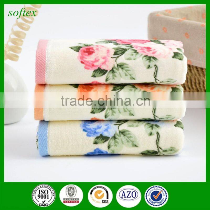 wholesale 100g oem cotton flowers Peony printed velour towels