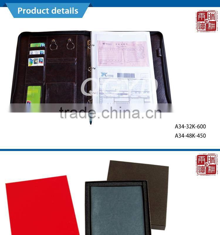 spiral hardcover leather executive notebook with case