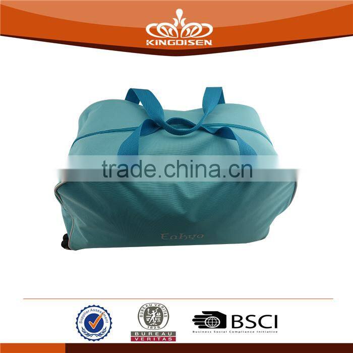 China wholesale light blue 600D trolley luggage bag
