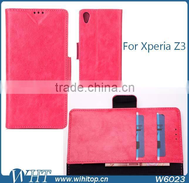Pu Leather Card Holder Wallet Flip Side Open Case Cover For Sony Xperia Z3 L55T L55U D6653
