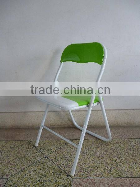 Zhangzhou wholesale metal folding chair with PVC cushion seat for home furniture