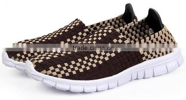 Handmade Elastic Upper Lady Men Woven Casual Shoes