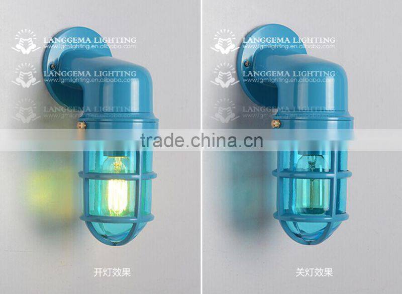 VINTAGE INDUSTRIAL LIGHT ALUMINIUM PENDANT WITH CAGE GLASS SHADE EDISON E27 wall lamp W144(99)