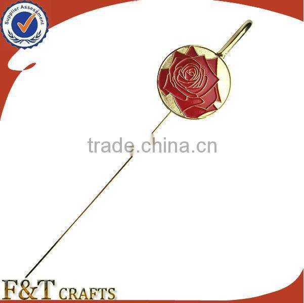 Custom long needle souvenir metal bookmark with hanging charm