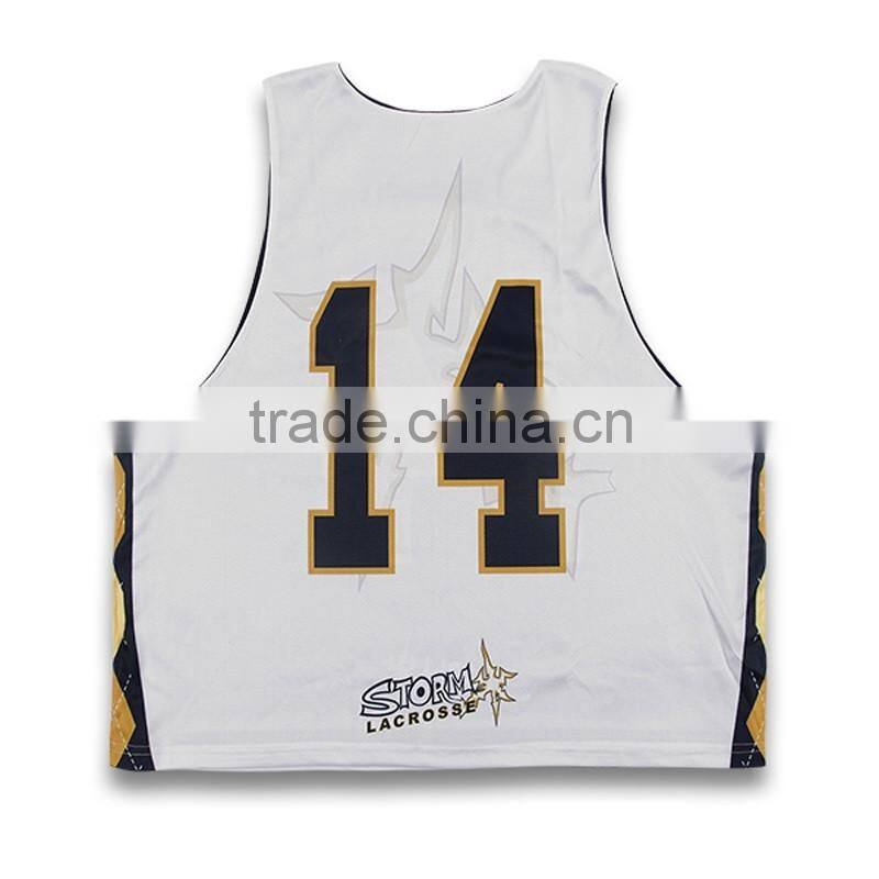 100% polyester custom sublimation college lacrosse pinnies