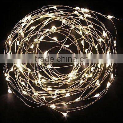 10M 33Ft 100 Leds Starry Copper Wire Warm White LED Lights + DC Power Supply