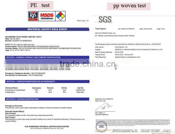 pp non-woven metal film laminating bags