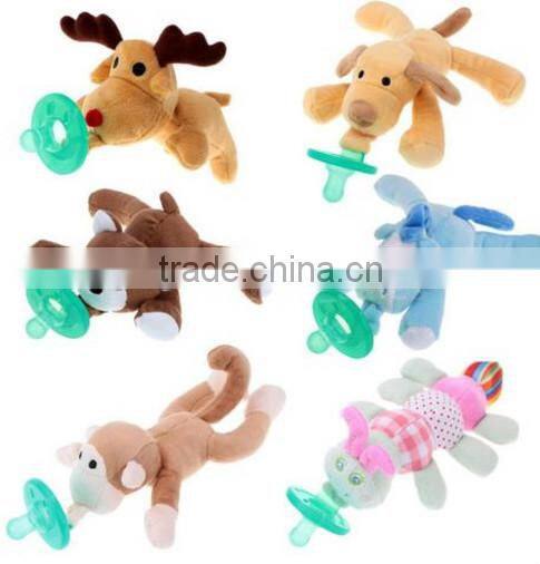 Plush animal pacifiers/Baby Silicone Pacifiers/Plush Animal Baby Nipples
