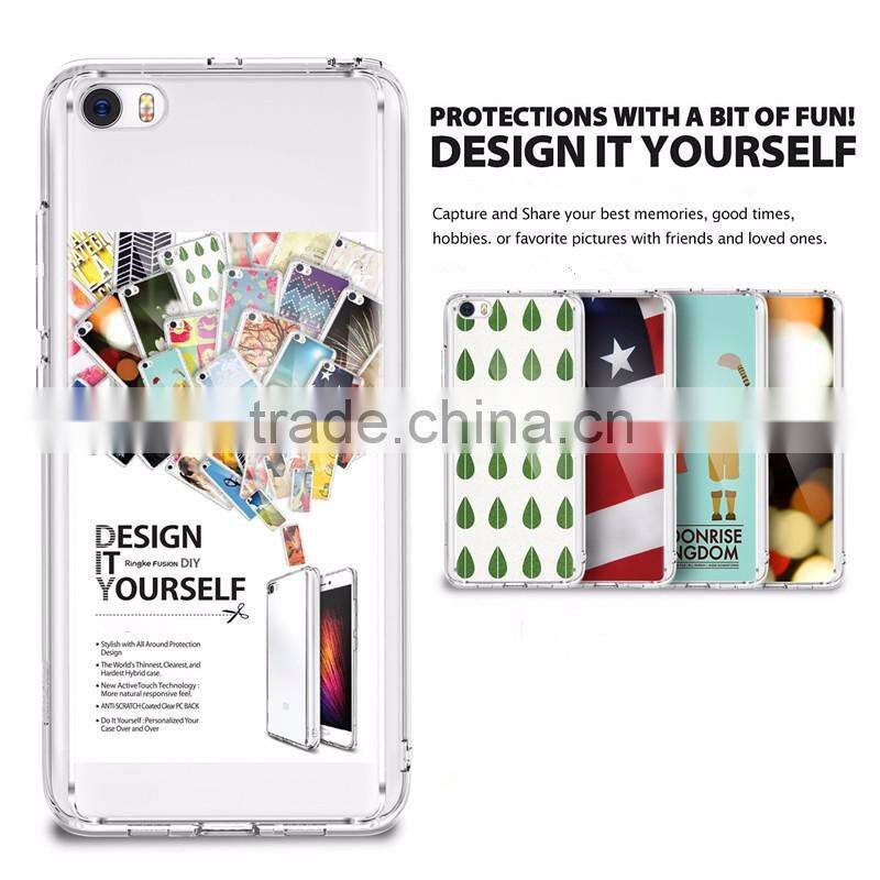 Samco Crystal Clear PC Back TPU Bumper Drop Protectiive Shock Absorption Technology Attached Dust Cap For Xaomi MI 5 Case