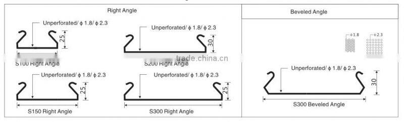 Windproof S - shaped Width 100/200/300mm Aluminum Linear Blade Ceiling, Ceiling Aluminum Building Decorative Material