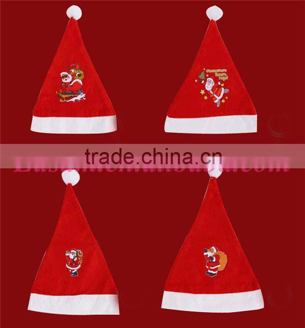 Christmas supplies cheap wholesale cute Santa Claus logo christmas hat plain 2015