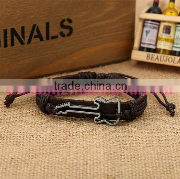 Leather bracelet factory wholesale hollow guitar bracelet leather man