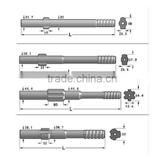 Mining/Rock Drilling Shank Adapter R32,R38,T38,T45,T51