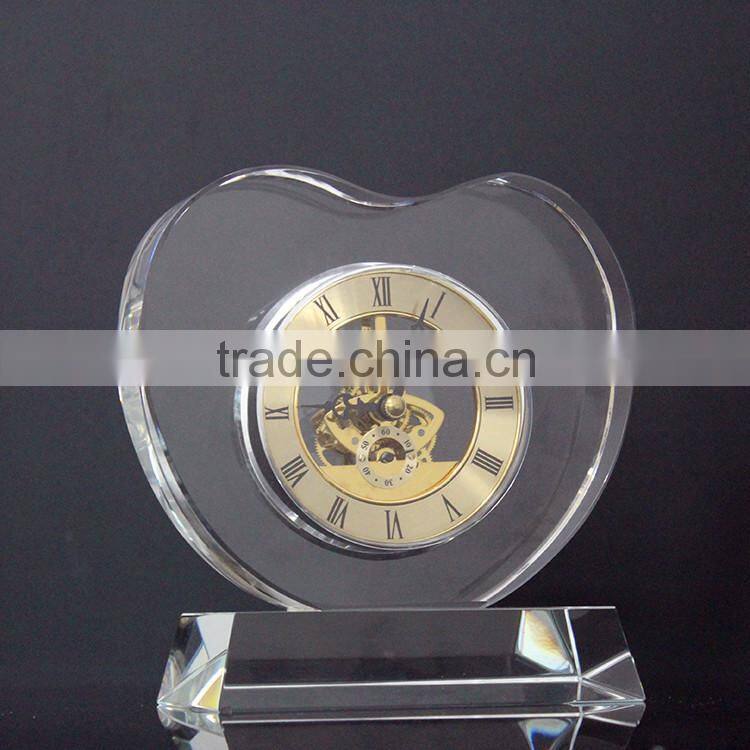 2015 heart shape crystal tuning chinese electronic clock movement gift