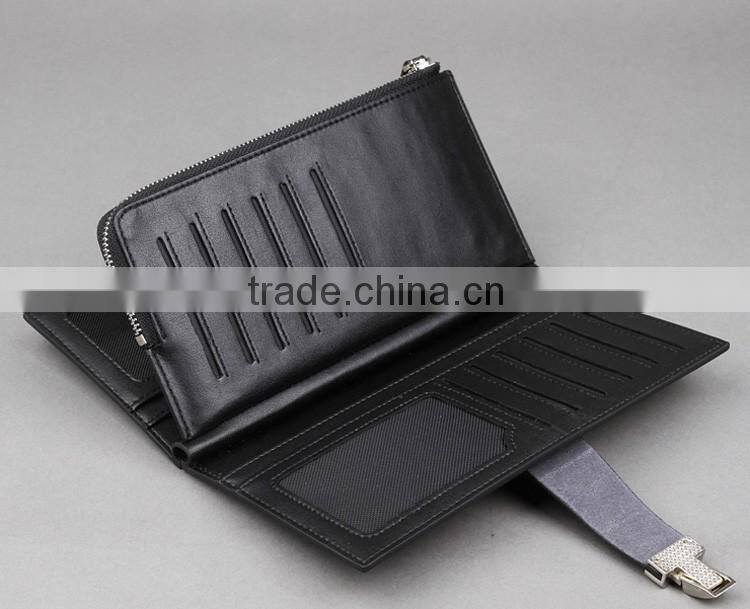 Lastest black leather metal chain wallet and purse for men