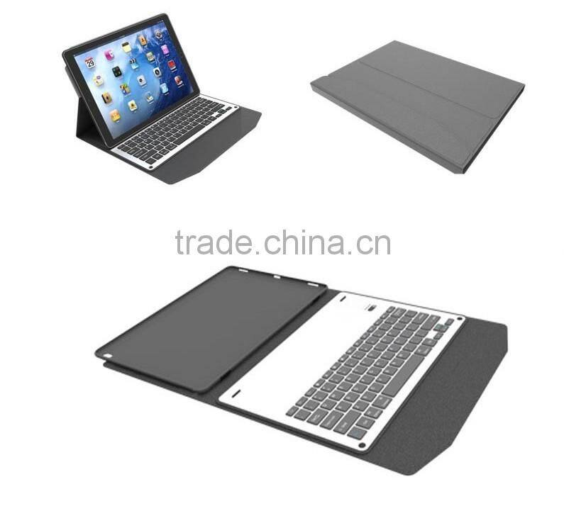 fashion style 2-in-1 Aluminum Metal Bluetooth Keyboard+Leather Case For Apple iPad Pro 12.9"
