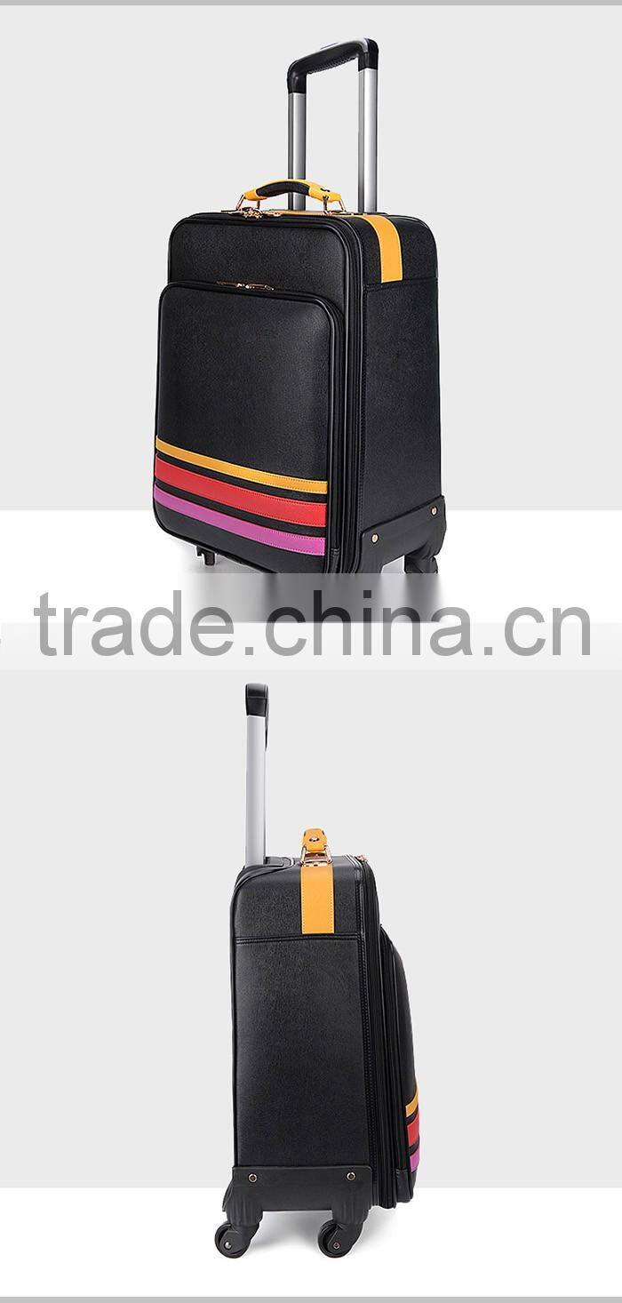 Hot red color popular PU travel luggage bag