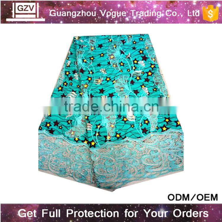 2016 wholesale new product high quality 100% cotton lace fabric african emerald green switzerland