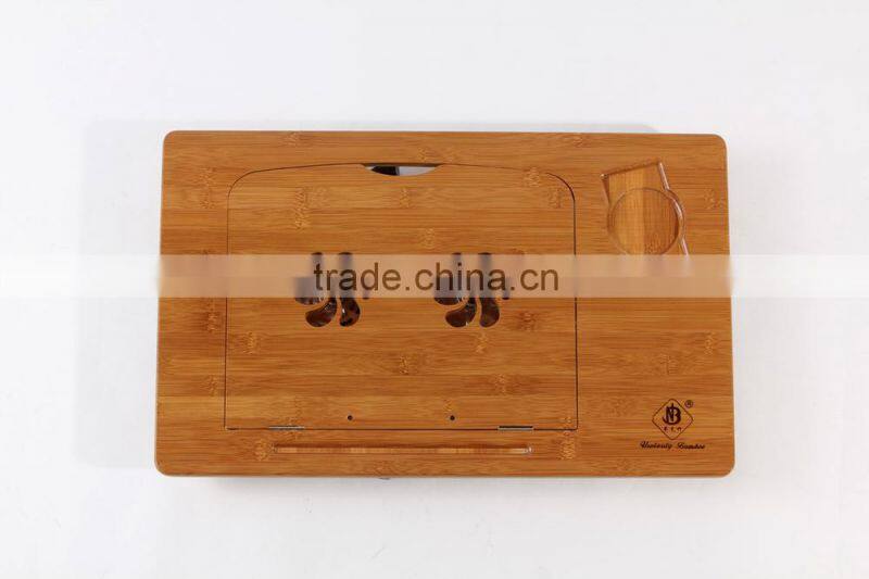 portable bamboo laptop desk with aluminium legs and usb fan