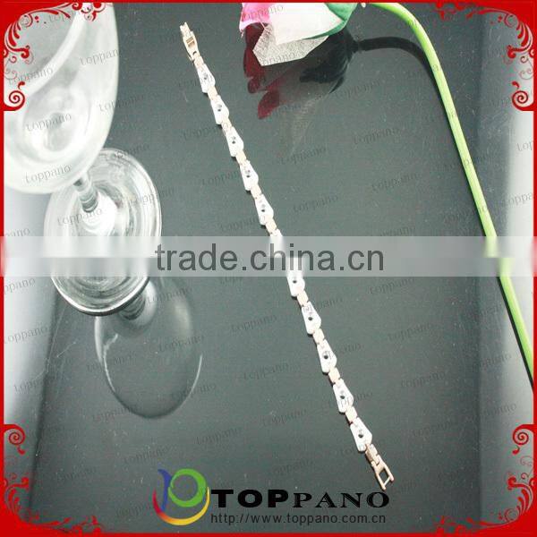 high quality white crystal health care stainless steel energy magnetic germanium bracelet for ladies