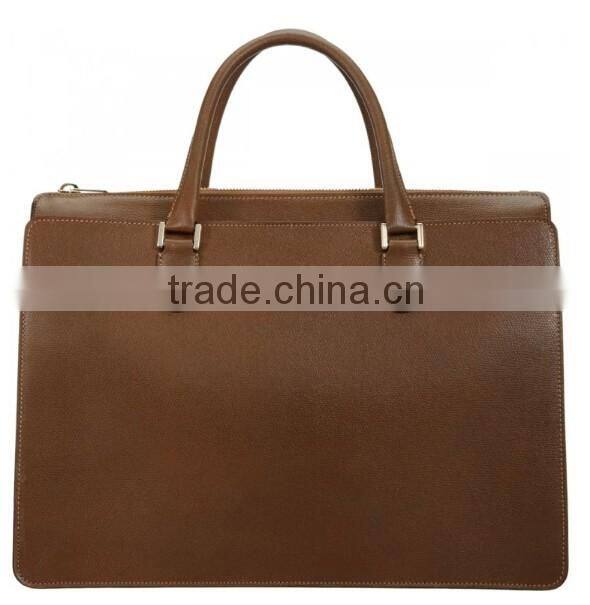 Men genuine leather zipper laptop black messenger bag