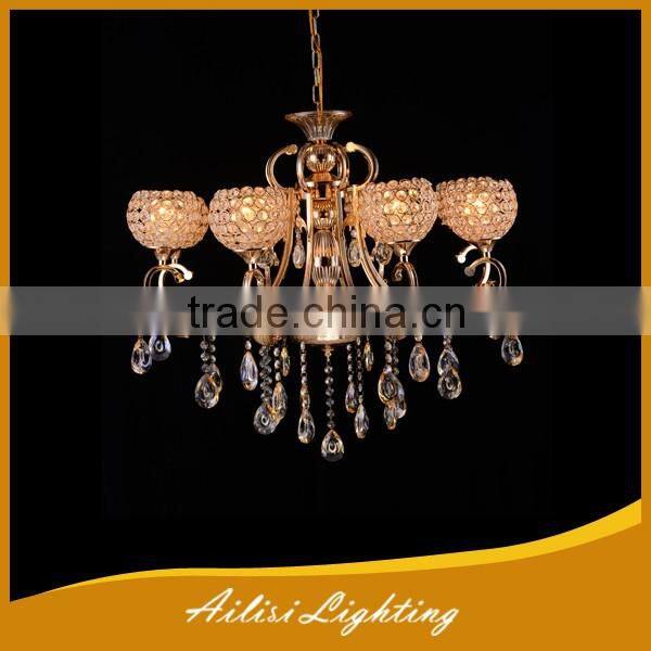 Modern Hot Selling Top Quality 3 Lights Gold Crystal Lantern Chandelier for E14 Socket
