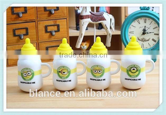 porcelain milk cup in milk bottle with nipple design