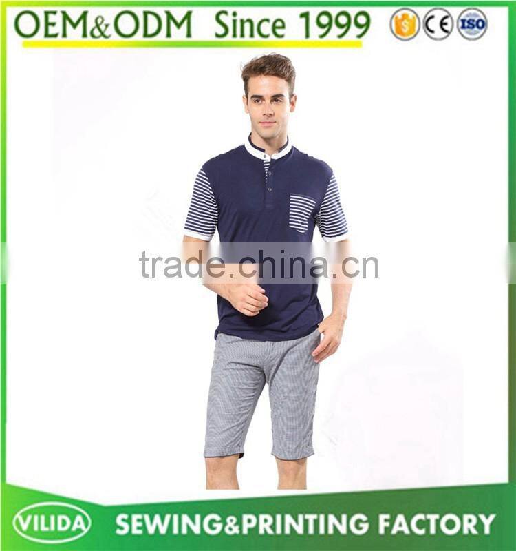 wholesale OEM men's casual short sleeve polo shirt high quality stitching stripe sleeves polo shirt
