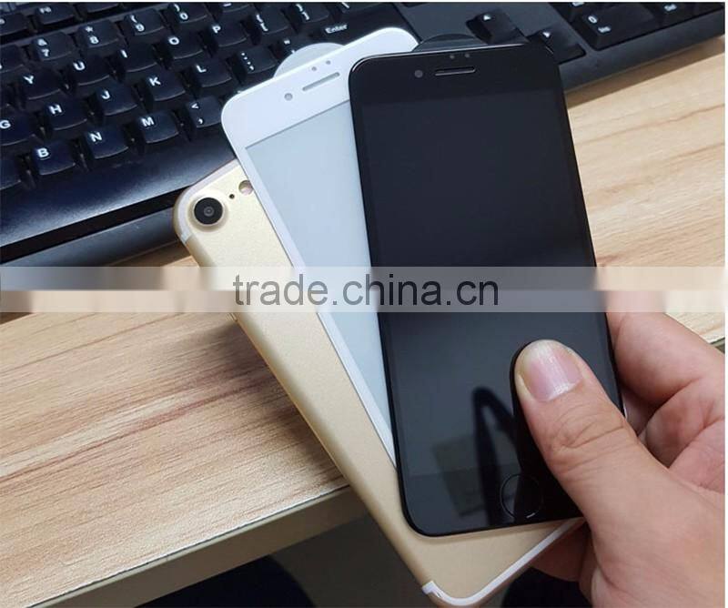 3D full cover silk print white tempered glass screen protector for iPhone 7