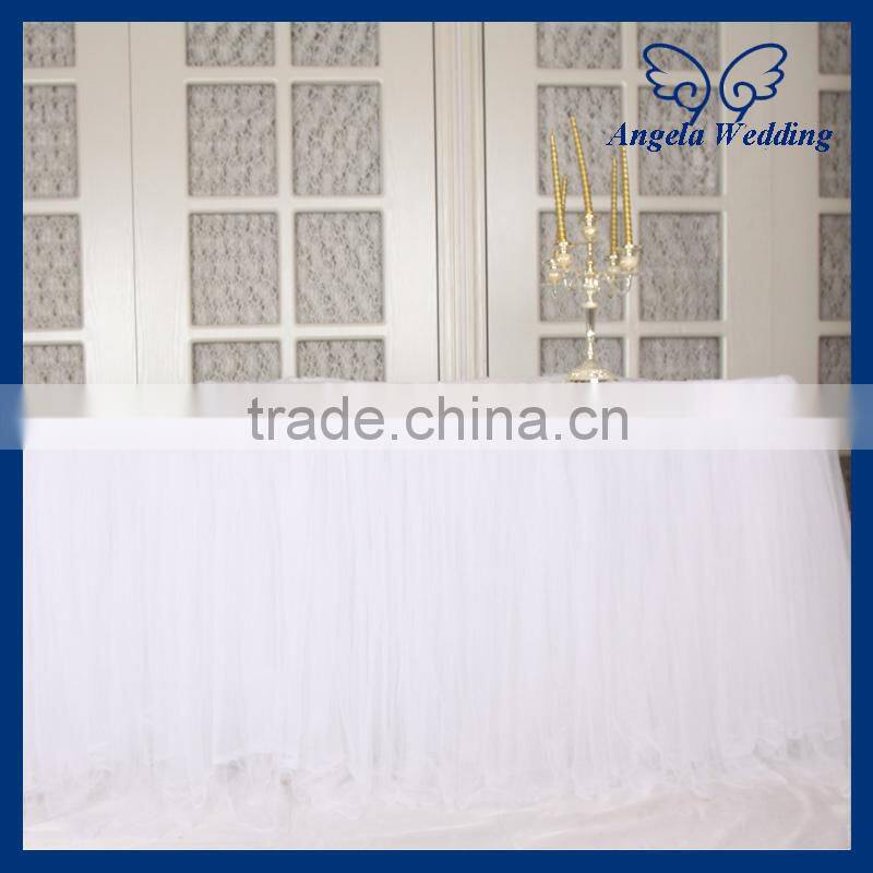 SK005L New arrival puffy banquet bridal 6ft rectangle tutu Custom made ruffled lilac tulle table skirt