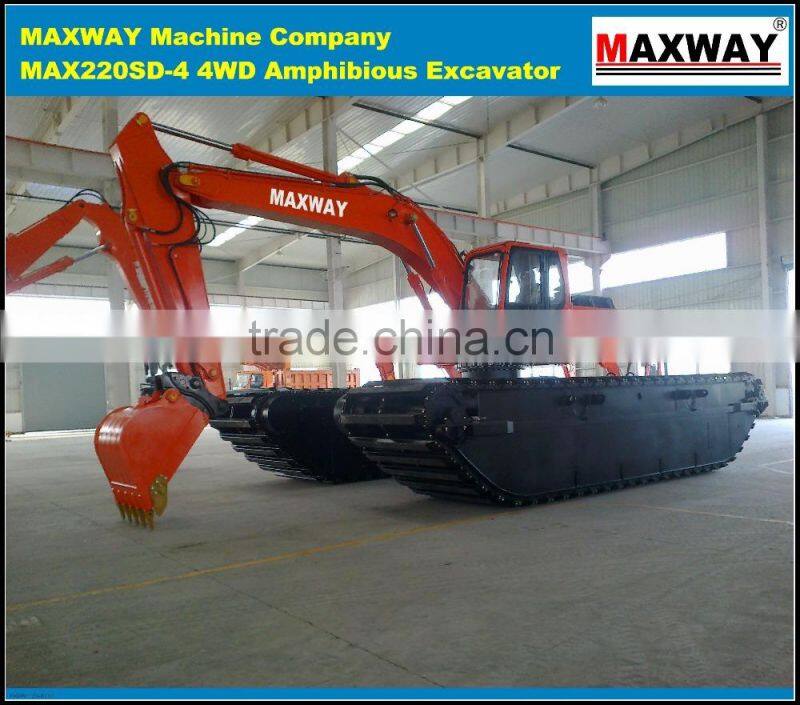 4x4 Full Drive ( 4WD ) Wetland Excavator Equipped, CE , EPA , SGS, ISO , Model: MAX220SD-4