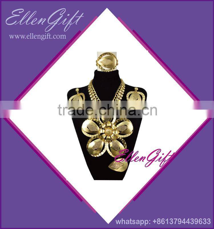 Big Design African Gold Wedding Jewelry Set AJS4310