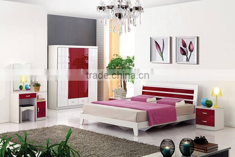 modern simple design high gloss bedroom set furniture with uv panel