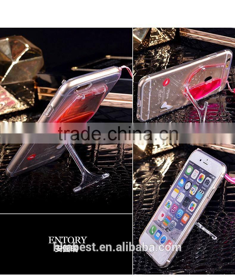 3D liquid wine glass with stand phone case for iphone