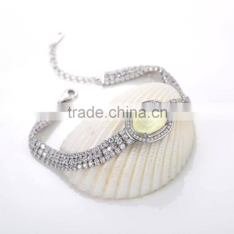 fashion 925 sterling silver big white AAA zircon prong setting bracelet