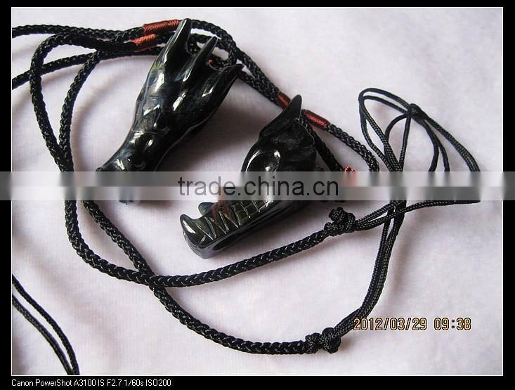 Amazing nature obsidian dragon head pandent crystal quartz