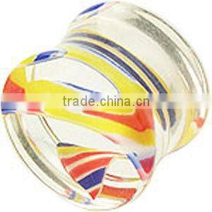 Rainbow marble glass ear plugs ear expander body jewelry