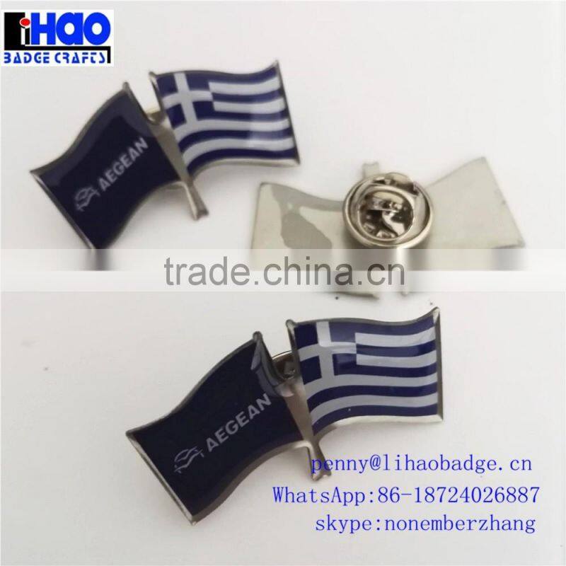 pin badge high ranking round screw attchment army badge engraved letters logo in the center lapel pin