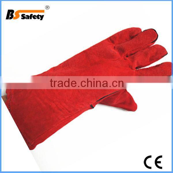 BSSAFETY A/B grade COW SPLIT LEATHER long red welding gloves