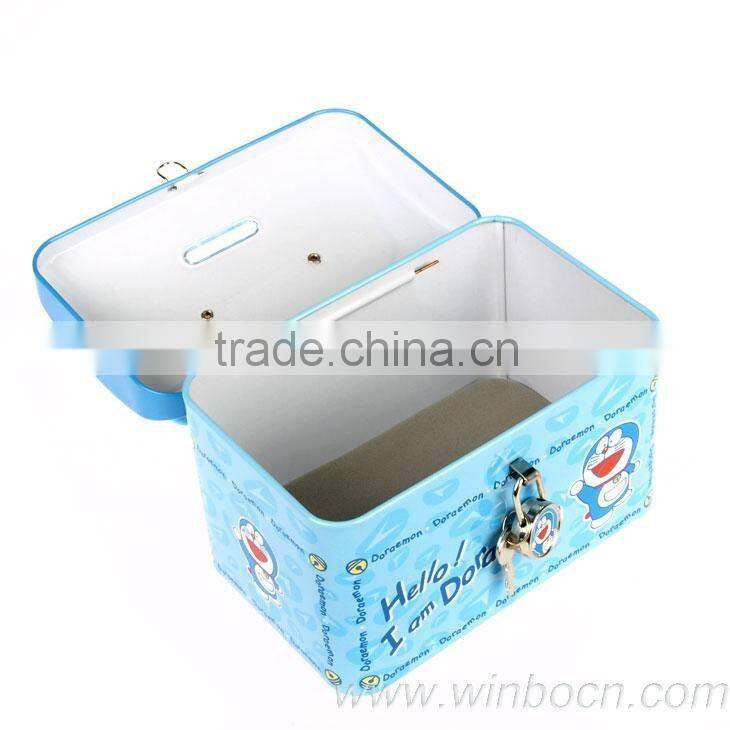 Handle tin metal saving money pig box coin box