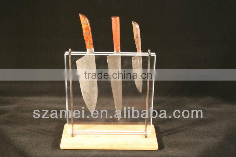 exquisite half round crystal acrylic knife display stand