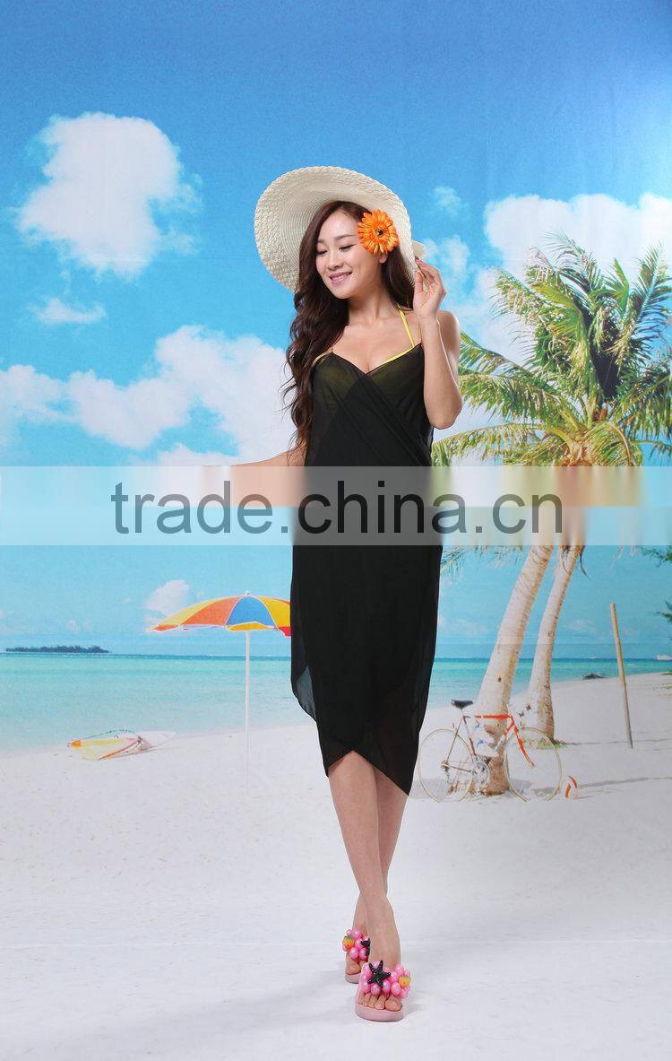 Cheap Chiffon Hot Sexy Girl Wrap Front Summer Cover Up Beach Dress Towel Swimwear