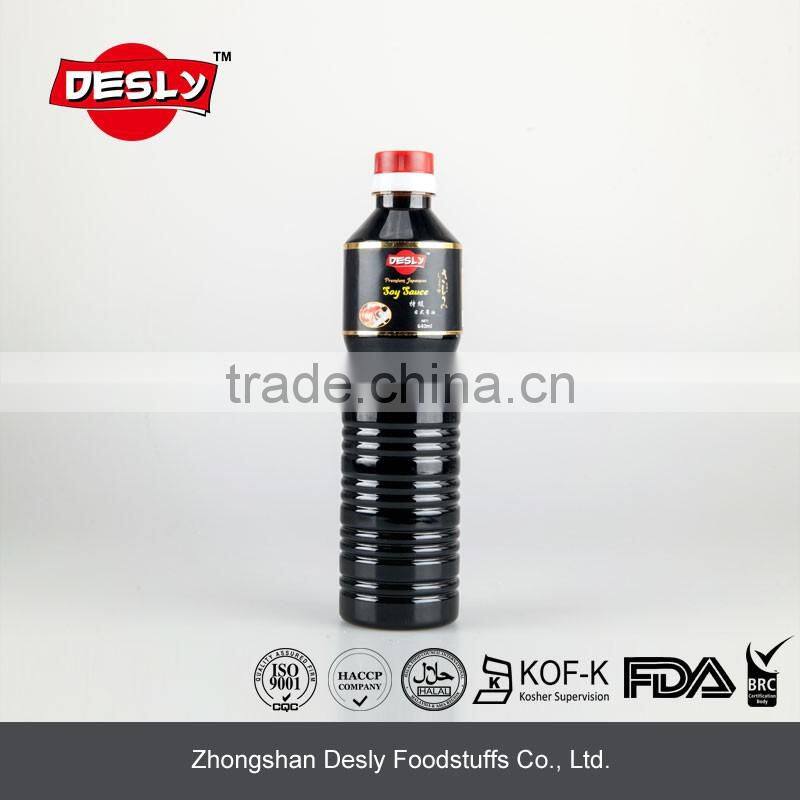 Desly premimum Japanese organic dipping sushi soy sauce 640ml plastic bottle